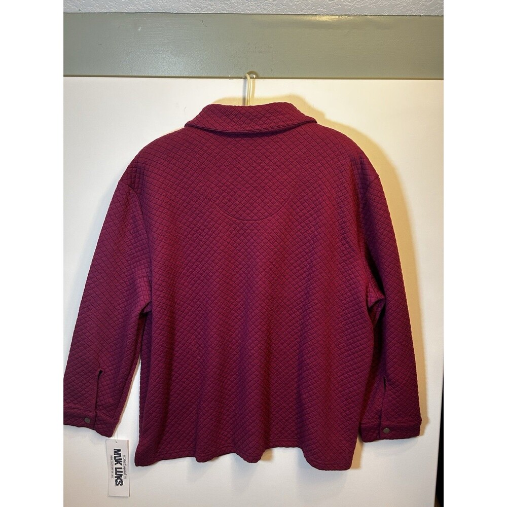 Muk Luks Womens 1X Burgundy Quilted Snap Front Shacket Jacket NWT Plus Size Cozy - Picture 10 of 16